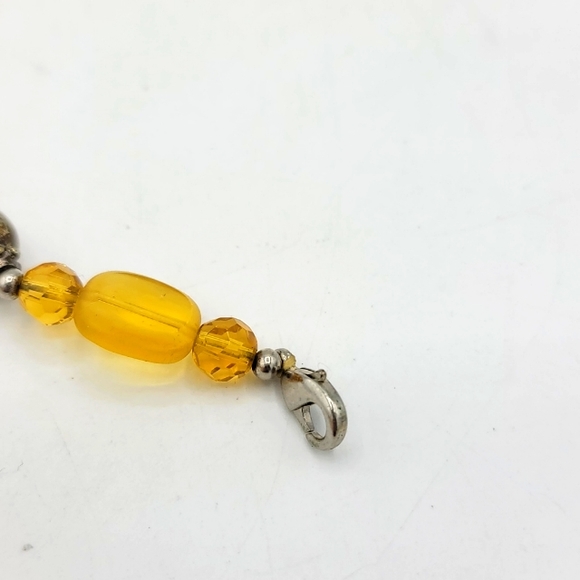 Silver and Amber Colored Faceted Glass Bead 5" Necklace Extender Vintage - Picture 5 of 7